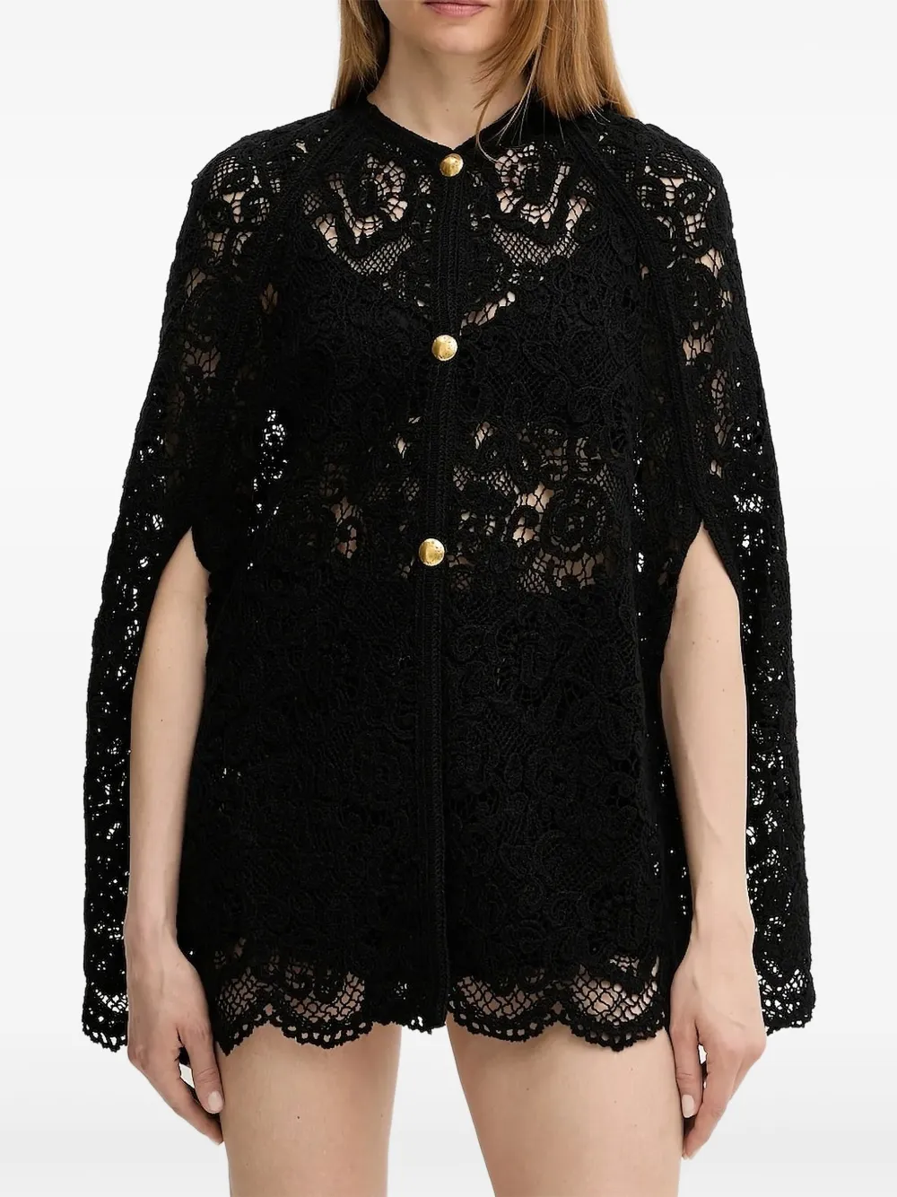 

Шорты в технике кроше с фестонами Twinset, черный