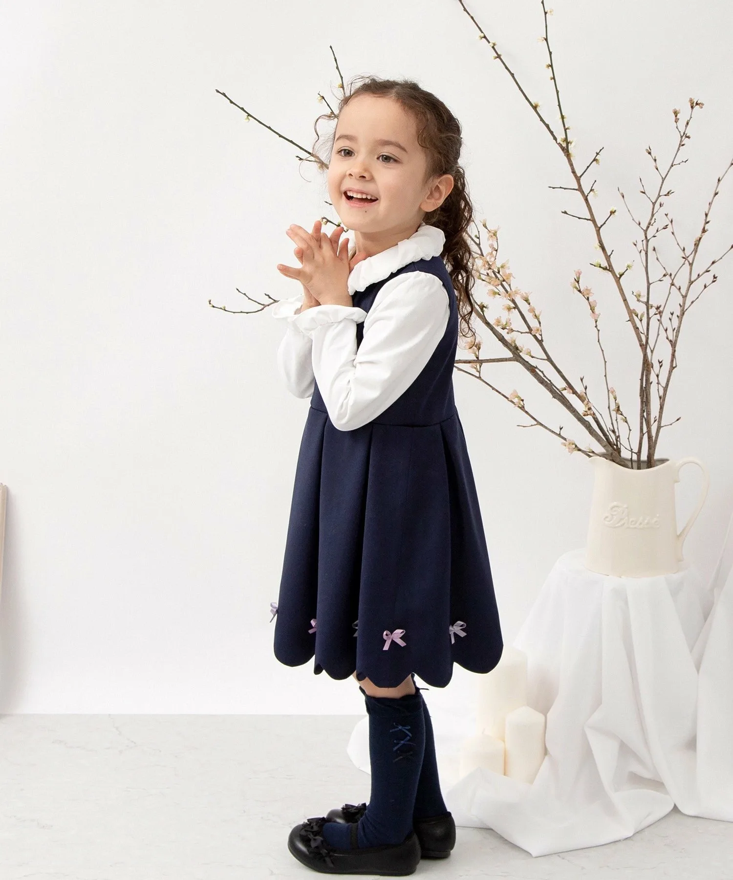 Вечернее платье с фестончатым краем Panpantutu, Silky Navy — фото 2