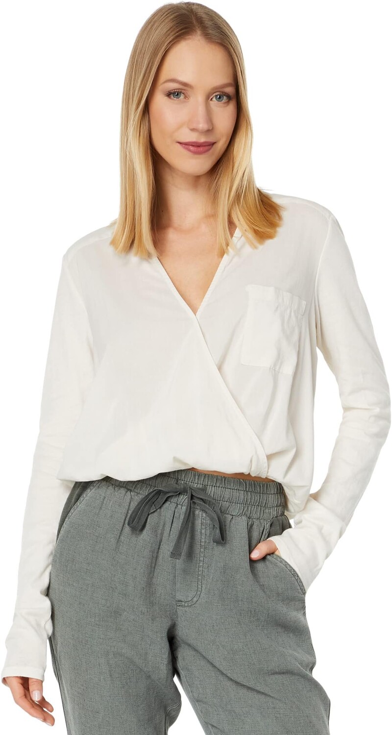 

Топ Splendid Long Sleeve Paige Surplice, цвет White Sand