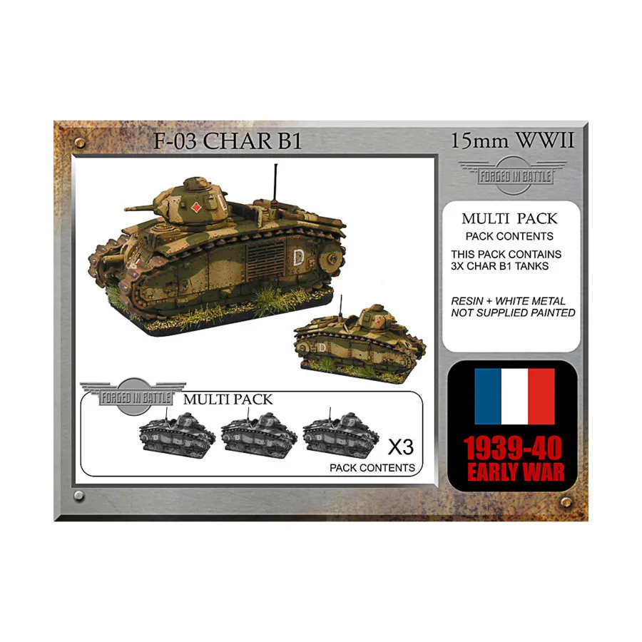 

Чар B1 Бис, WWII Miniatures - French Vehicles (15mm)