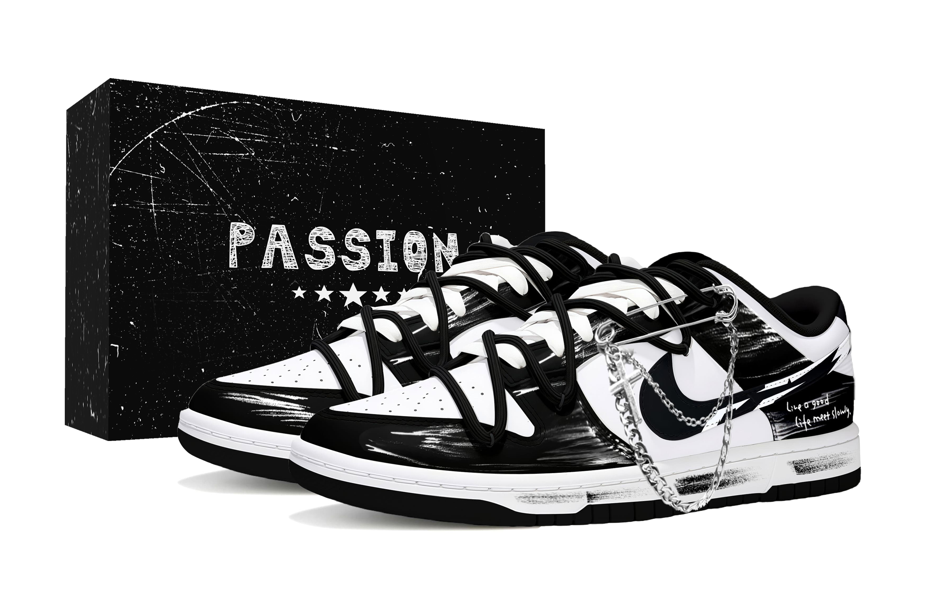 

Nike Кроссовки для скейтбординга Dunk Black Thorn Box Abrasion Resistant Low Top Unisex черно-белые