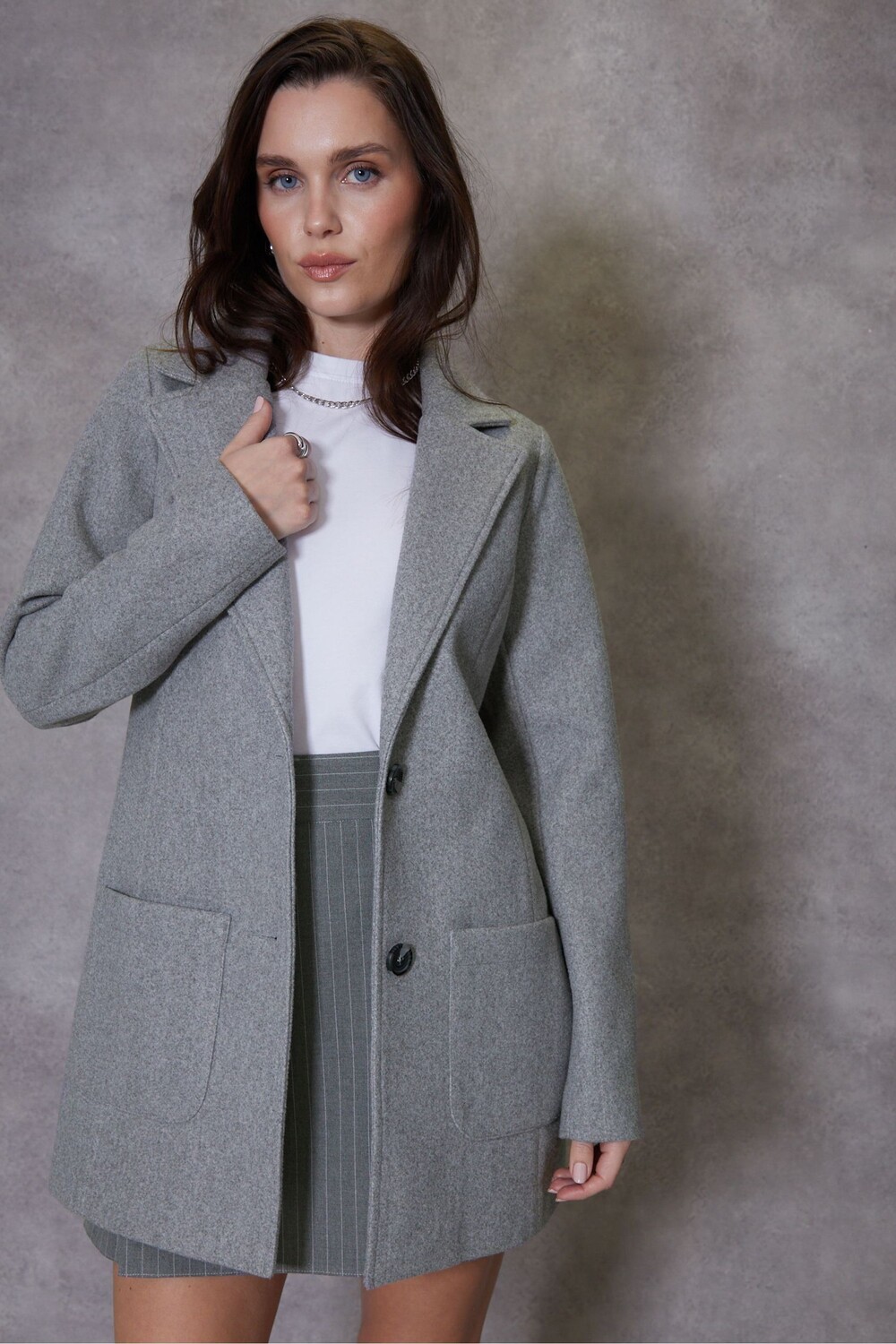 

Однобортное официальное пальто Threadbare, серый