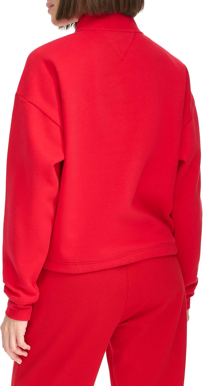 Женская флисовая толстовка Tommy Hilfiger с застежкой-молнией Quarter Zip, Rich Red — фото 4