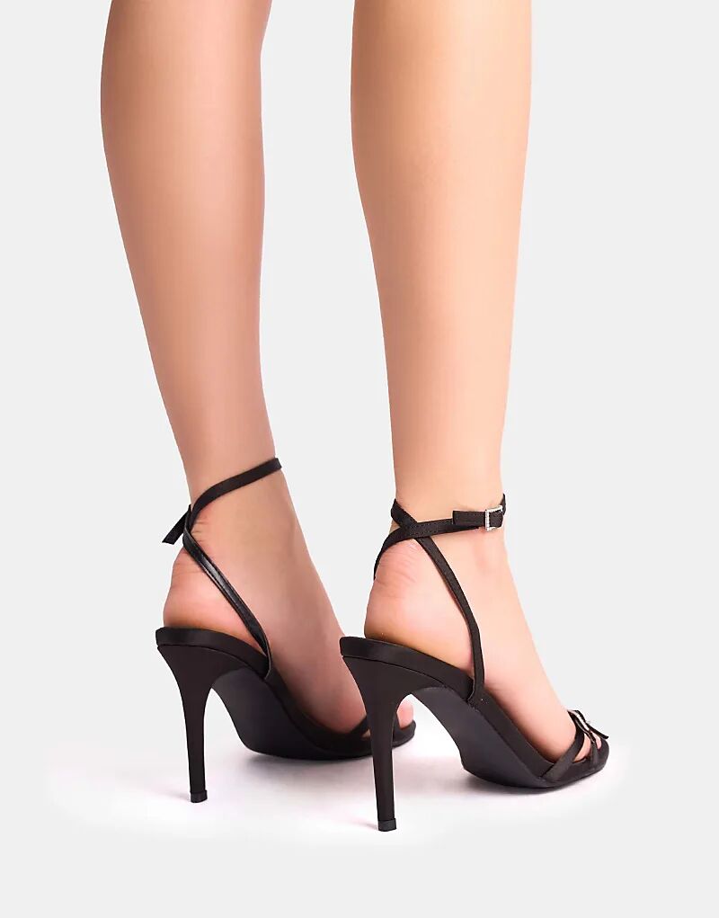 Туфли Public Desire Jenna из микрофибры с двумя ремешками, стразами и пряжками, едва заметные на каблуках, черного цвета — фото 2