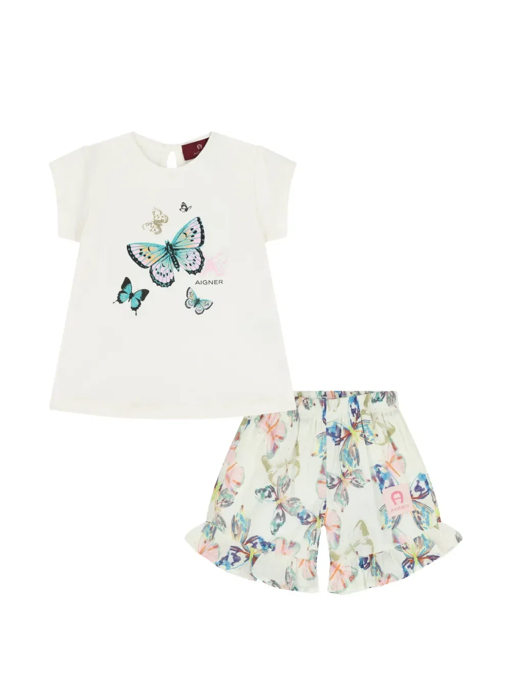 Короткий комплект с принтом бабочек Aigner Kids, нейтральный