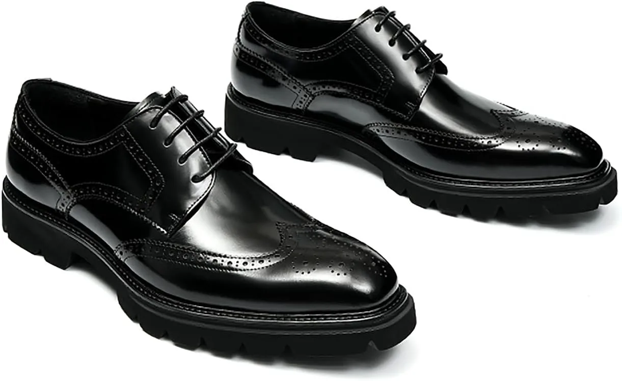 

Мужские туфли Santimon Oxfords из натуральной кожи, формальные дерби с крылышками и брогированием, модные деловые и повседневные туфли, смокинговые, свадебные, удобные туфли для выпускного для мужчин, черный