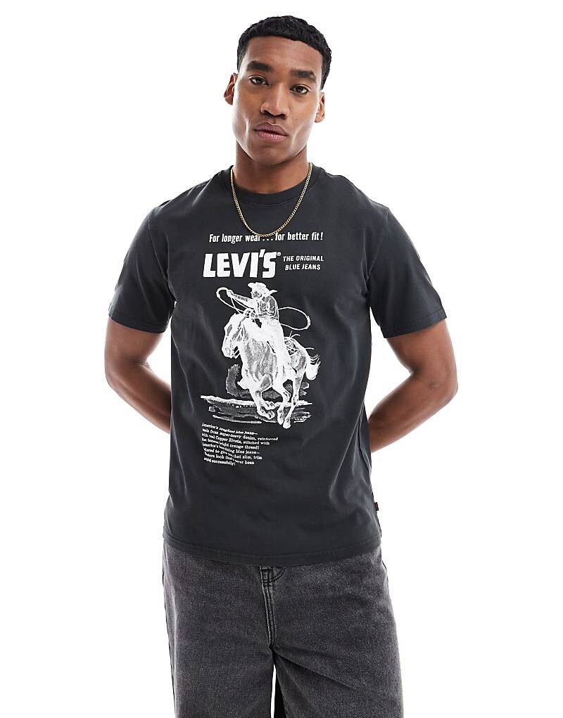 

Levi's – Архив – Черная футболка свободного кроя с принтом