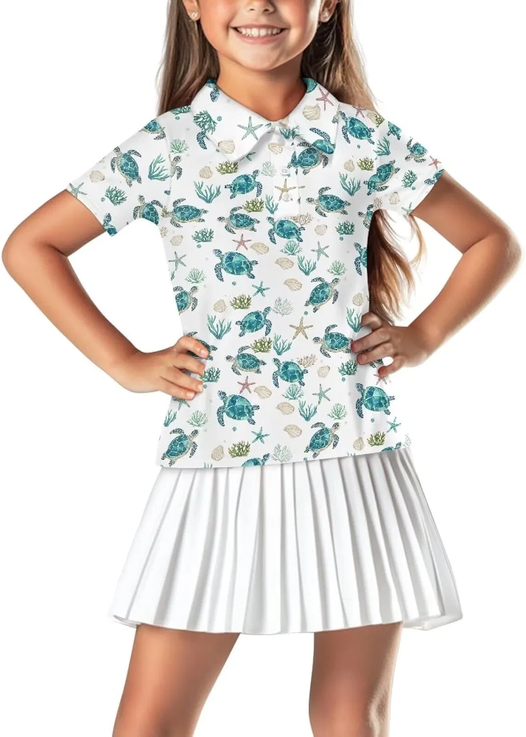 Детская поло для гольфа Jekioweii, цвет Turtle Starfish, размерный ряд 5-16