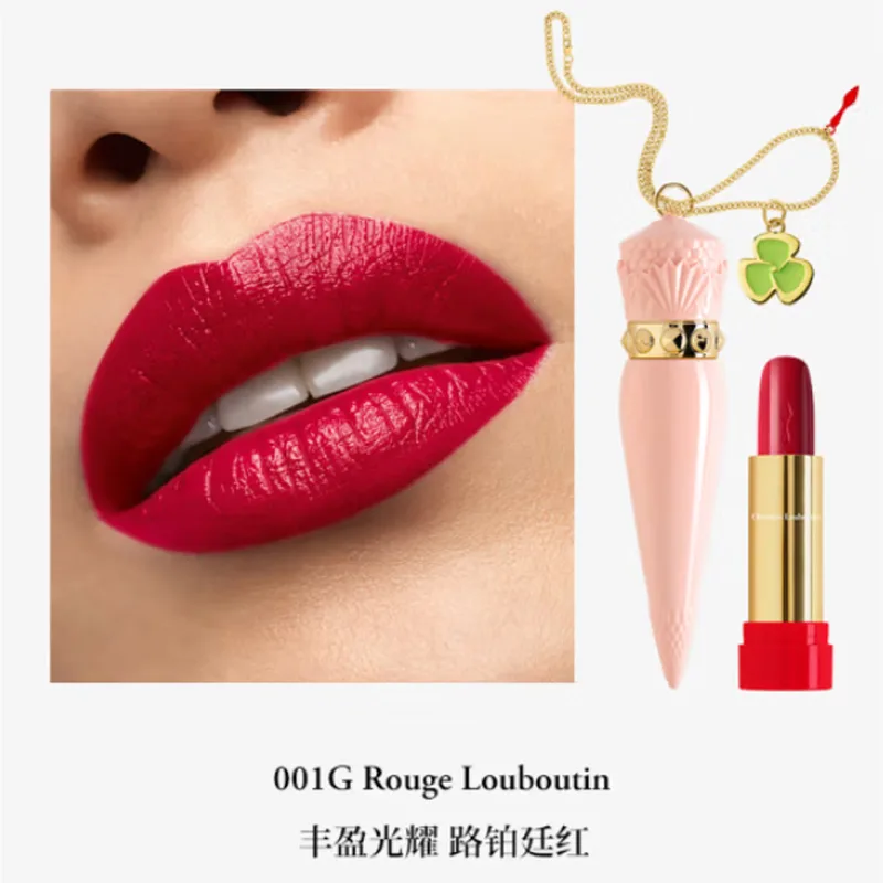 Christian Louboutin Помада-крем CL Queen's Radiant Staff Box увлажняющая, легко растушевывается, стойкая, 3.6 г, Three-Piece Set: Light Glory Custom Lipstick 001G 3.6g+Trefoil Pendant+Long Chain — фото 3