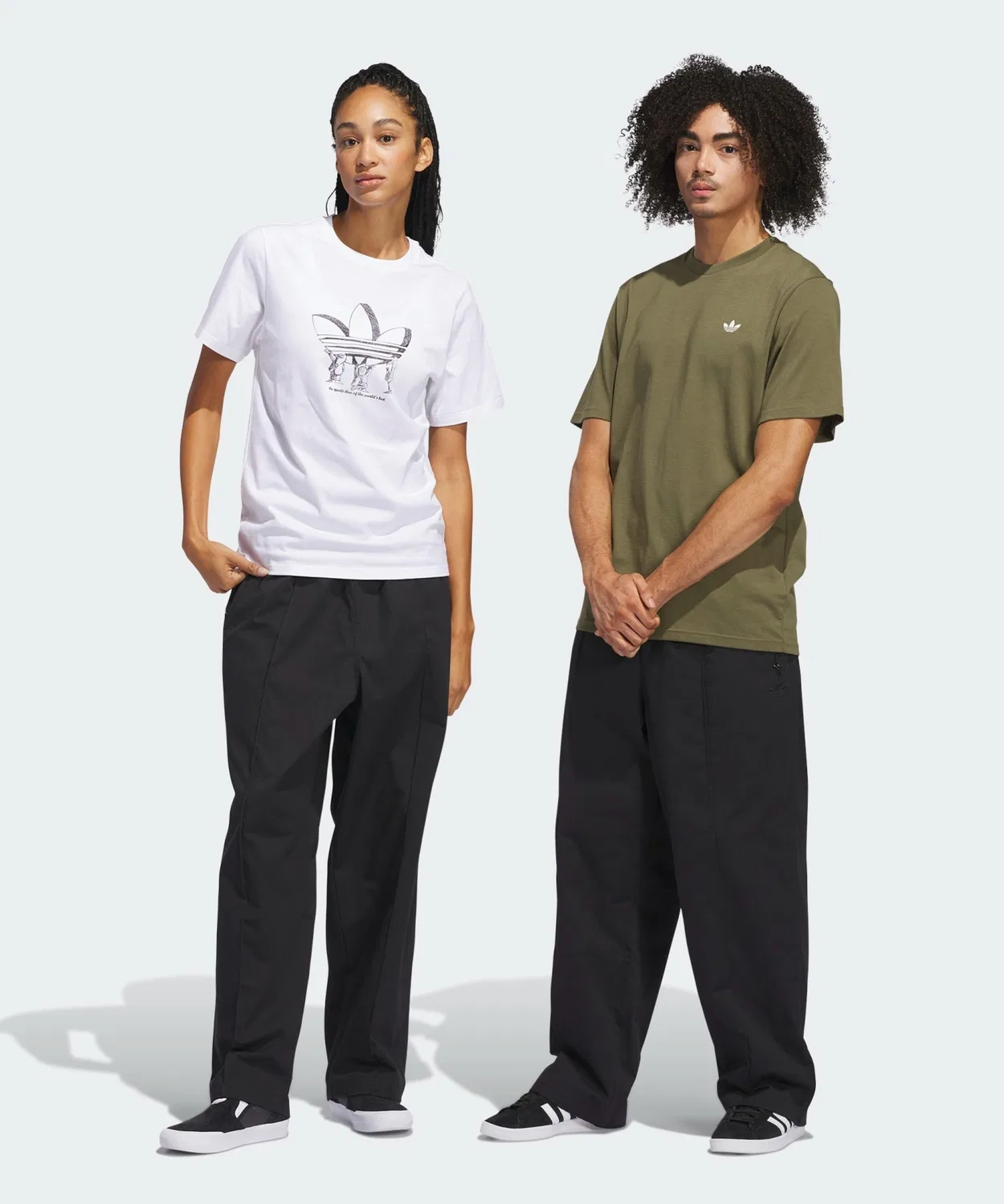 Штаны для скейтбординга пинтачные, Adidas Originals, свободный крой, хлопок 100%, чёрные