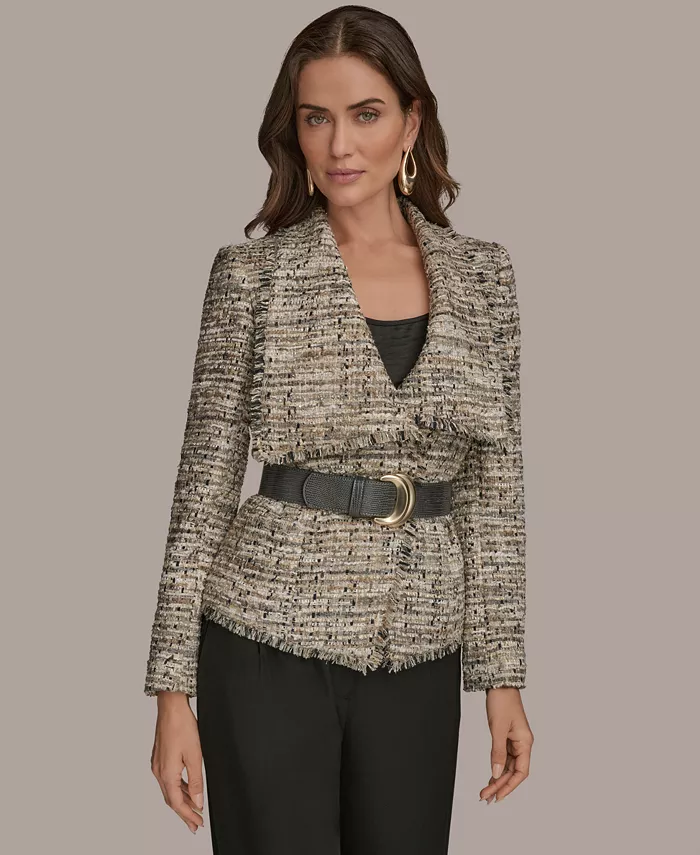 

Женский твидовый пиджак с поясом Donna Karan New York, зеленый