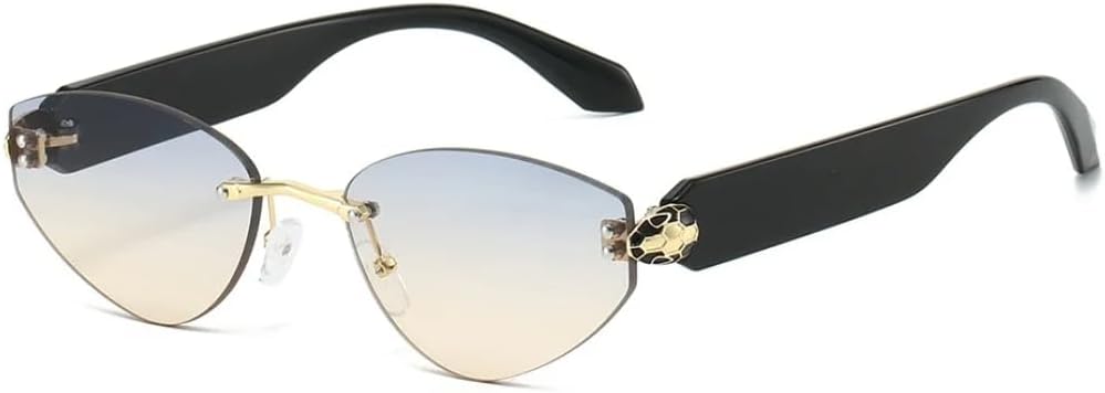 

Роскошные безрамочные солнцезащитные очки овальной формы с градиентным переходом для женщин, идеально сочетающиеся с модными мужскими очками UV400 VVTWSSW, Black Blue Brown