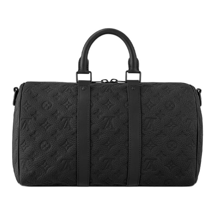 LOUIS VUITTON Кожаная сумка Keepall через плечо мужская черная — фото 3