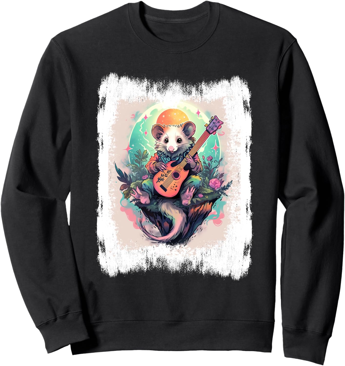 

Забавная толстовка в стиле коттеджкор с изображением опоссума, играющего на гитаре Cottagecore Goblincore And Fairycore Stuff, черный