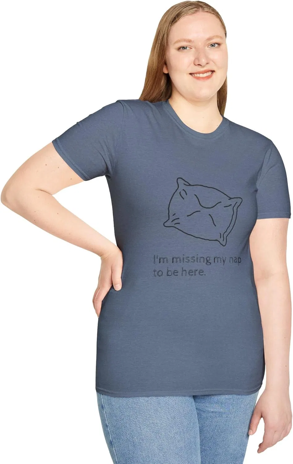 Футболка I'm Missing My nap to be here! Cozy Nap Lover, Unisex Softstyle, одежда для релаксации, повседневный стиль GENERIC, индиго — фото 4
