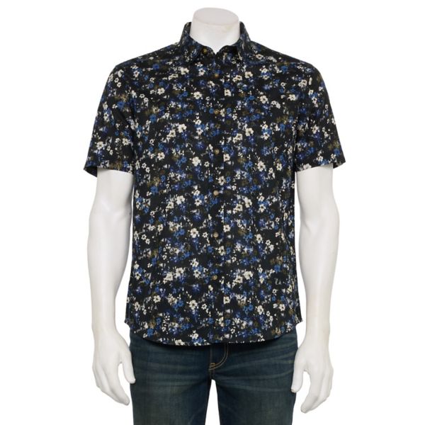 

Мужская рубашка с короткими рукавами и цветочным принтом Tricots St Raphael, цвет black floral