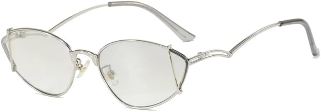 

Роскошные металлические полые солнцезащитные очки «кошачий глаз» для женщин в модной оправе в стиле панк, мужские солнцезащитные очки с защитой от УФ-излучения UV400 VVTWSSW, Silvery