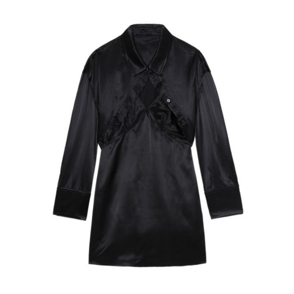 

Сатиновое платье-комбинация болеро с готовой укладкой Alexander Wang, черный