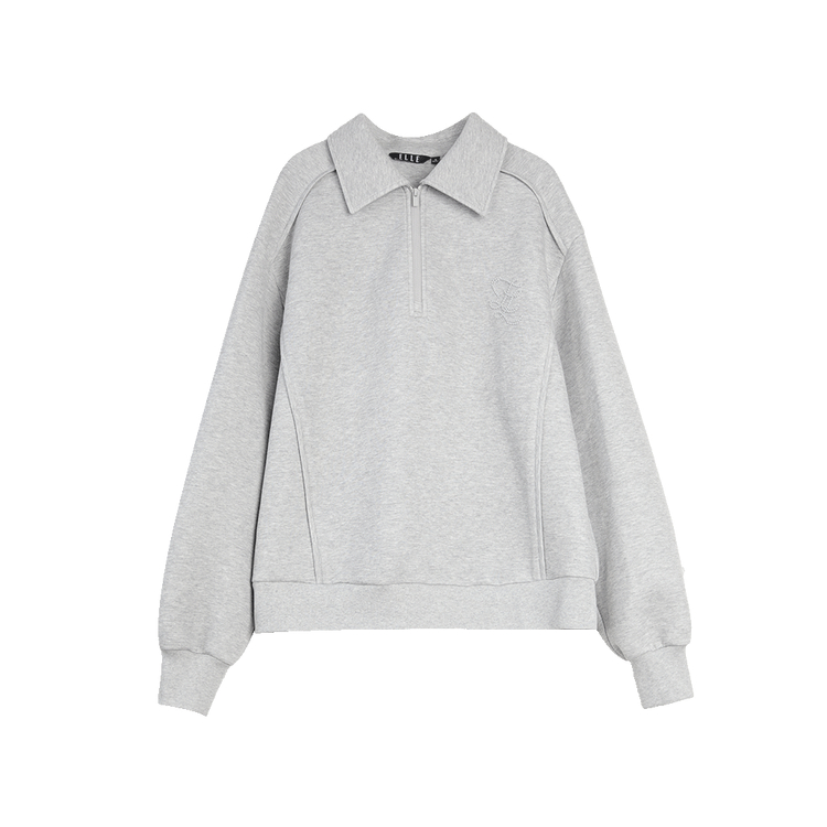 

ELLE Свитшот женский светло-серый с воротником-поло умеренный