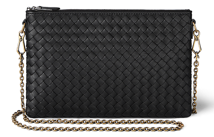 

Bottega Veneta Чёрная женская кожаная ламинированная переносная сумка через плечо