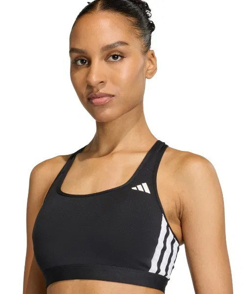 Спортивный бюстгальтер Optimum Essentials Workout Three Stripes Medium Support, adidas, чёрный