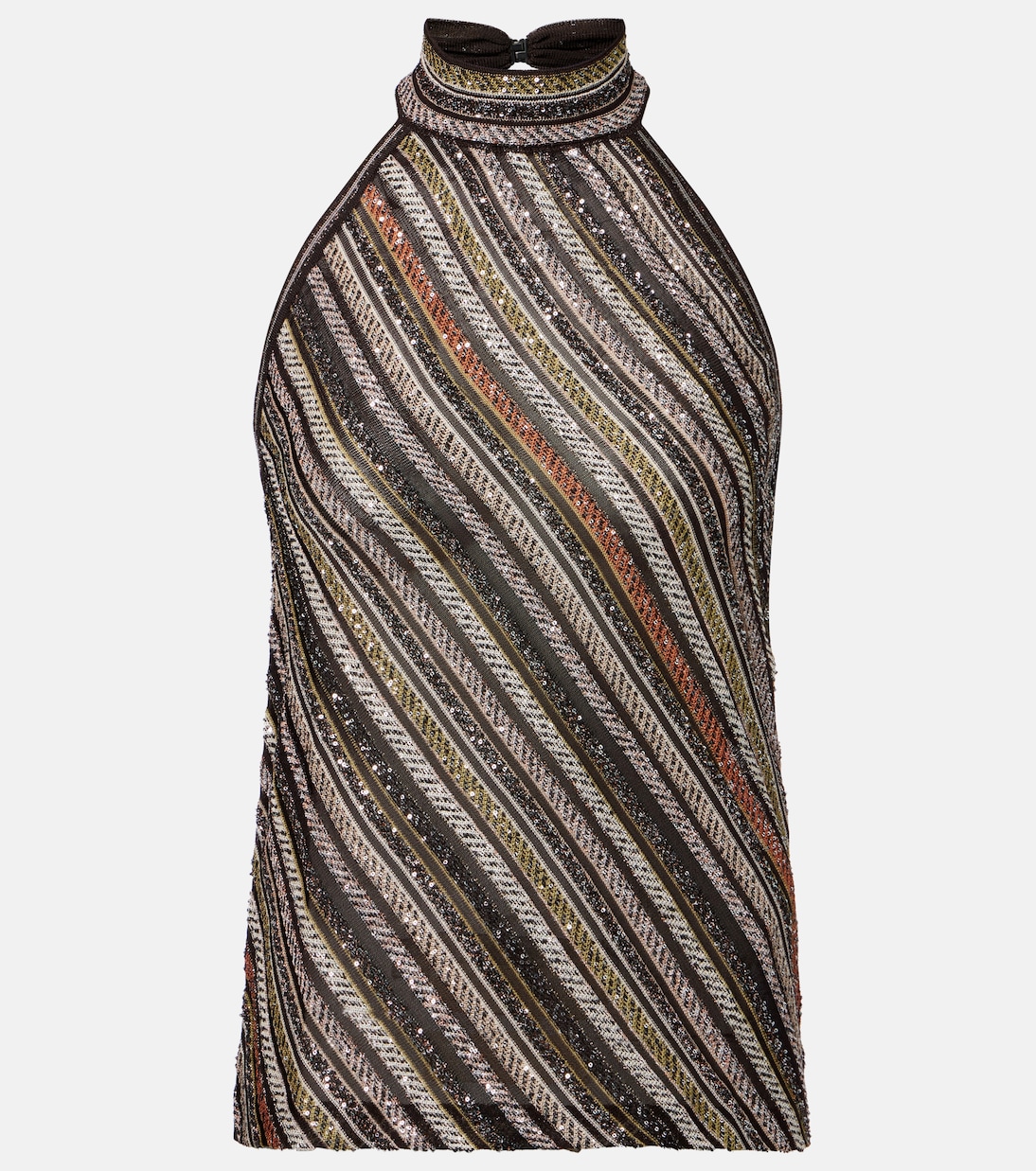 

Полосатый топ на запах с пайетками Missoni, Beige And Brown Tones