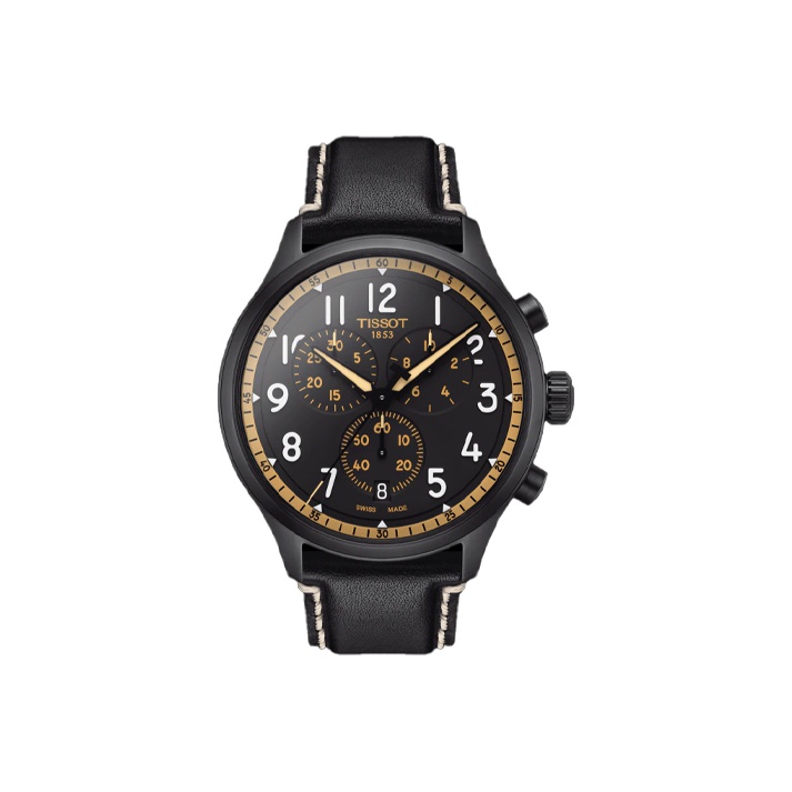 

TISSOT Часы Speed Run Series Quartz Movement Men's Watch Watch 45mm Black Dial Stainless Steel Case Leather Strap, Black Dial