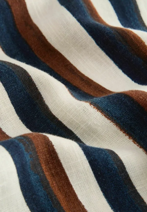 Шорты до колена стандартного кроя из смешанной ткани Next, Ecru Navy Brown Stripe — фото 3