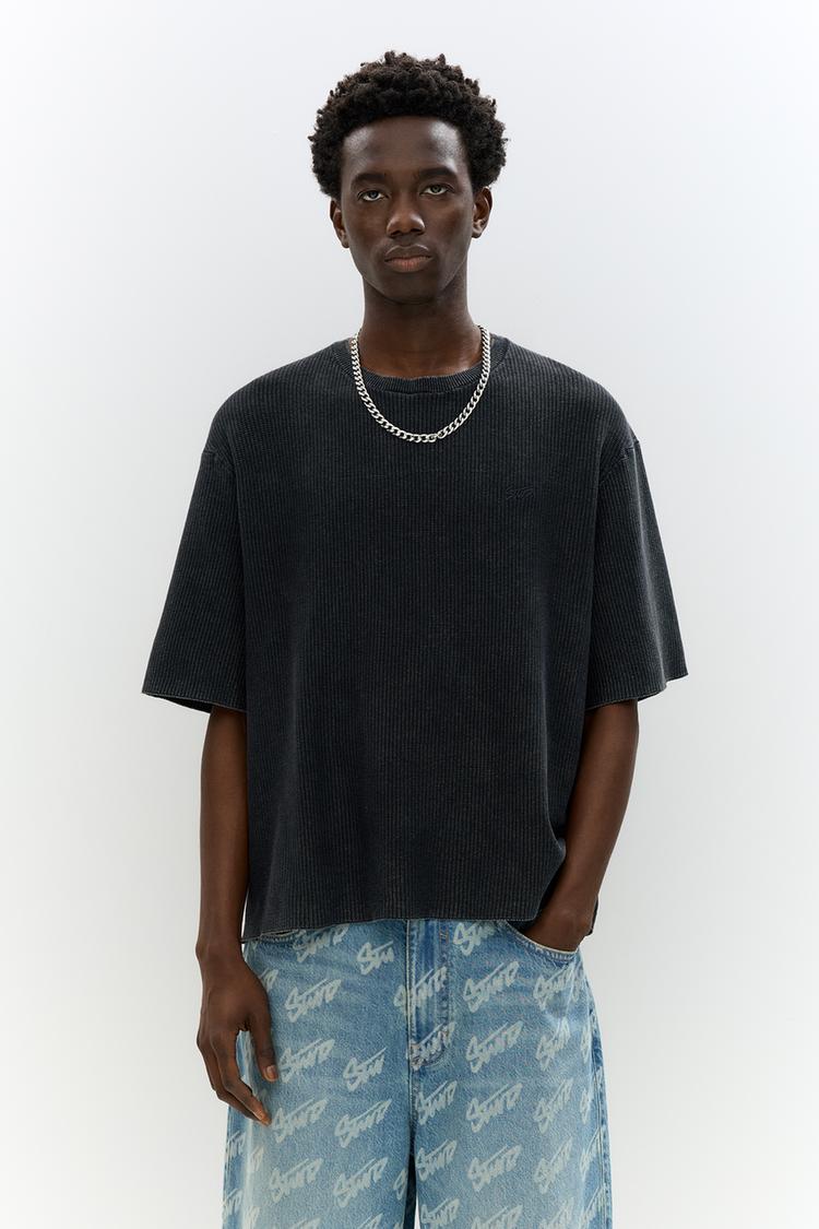 

Футболка Stwd с вафельной вязкой Pull And Bear, черный