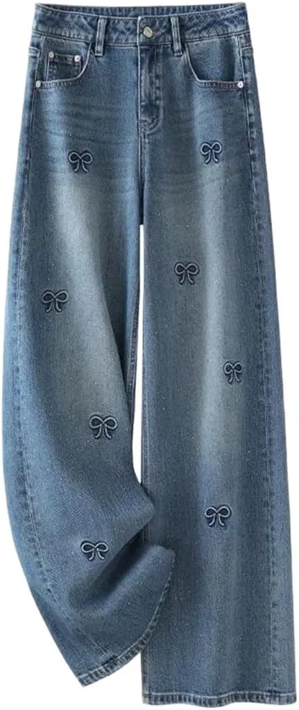 Джинсы прямые свободные, Women's Spring, Blue