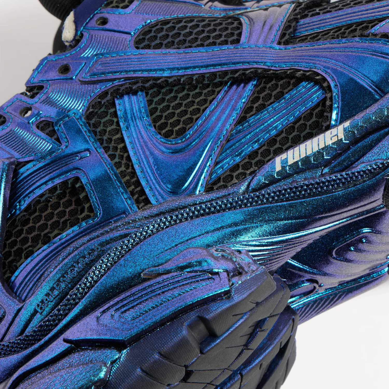 BALENCIAGA Мужские кроссовки Runner с радужным эффектом, синие — фото 4