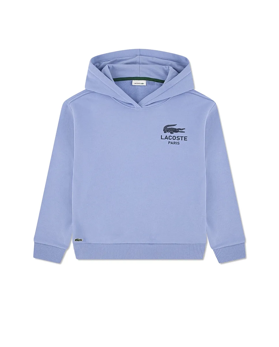 

Мягкая толстовка с капюшоном и брендингом для девочки Lacoste, синий
