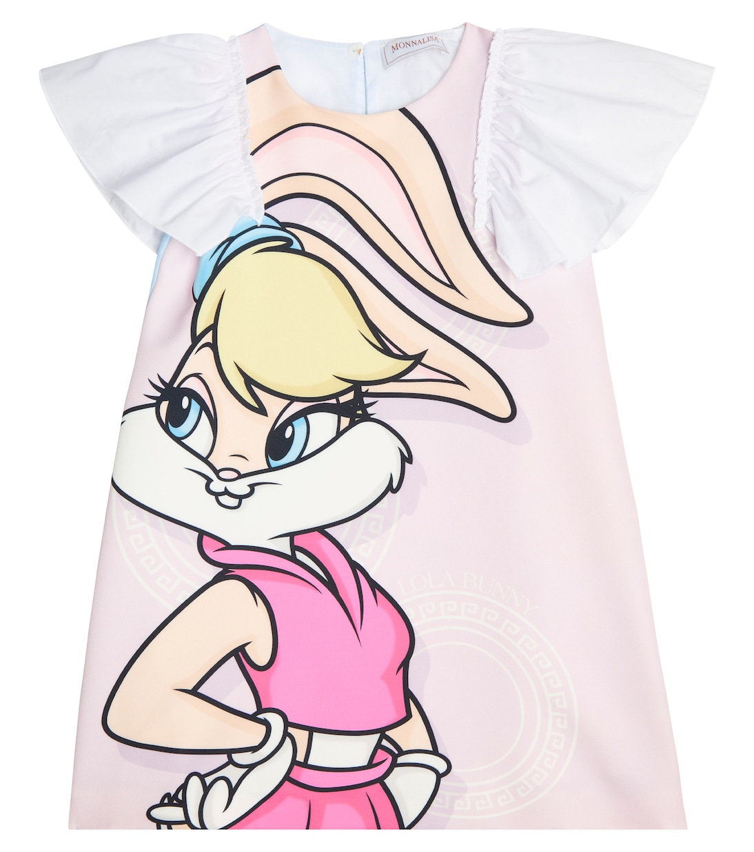 

Платье-футболка из хлопковой смесовой ткани с оборками Monnalisa, Glicine