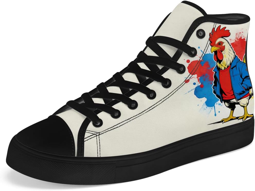 

Мужские и женские высокие кеды с канвой Rooster, высокие кроссовки на шнуровке, повседневная обувь Chebing, мультиколор