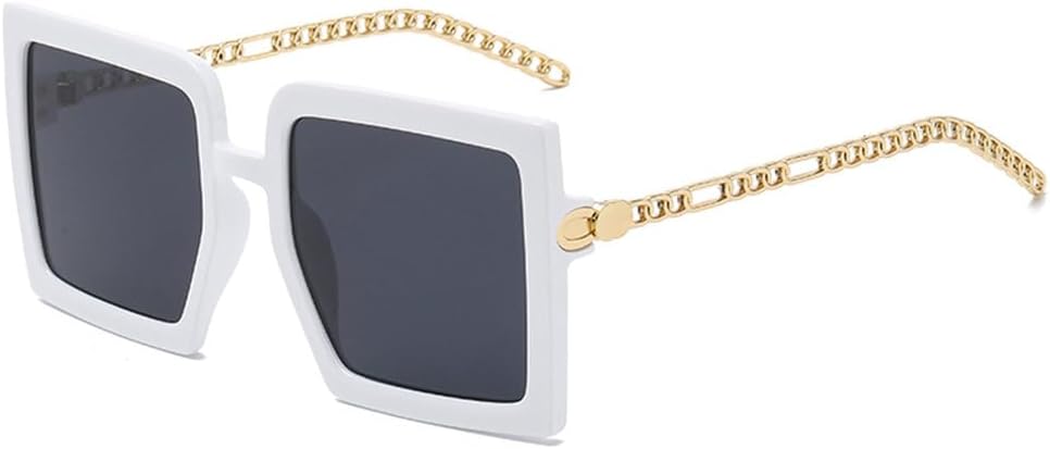 

Модные солнцезащитные очки большого размера с градиентным переходом цвета для женщин, винтажная оправа с цепочкой, стильные солнцезащитные очки для женщин, элегантные очки TYUVIVO, White