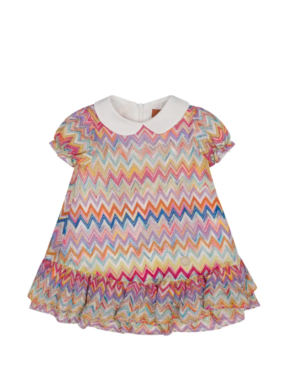 Платье с оборками и зигзагообразным узором Missoni Kids, розовый
