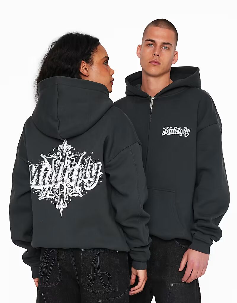 

Multiply Apparel - Multiply - Толстовка оверсайз черного цвета с зигзагообразным узором