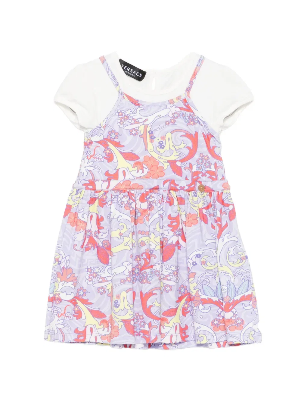 Платье с многослойным принтом в стиле барокко Versace Kids, фиолетовый