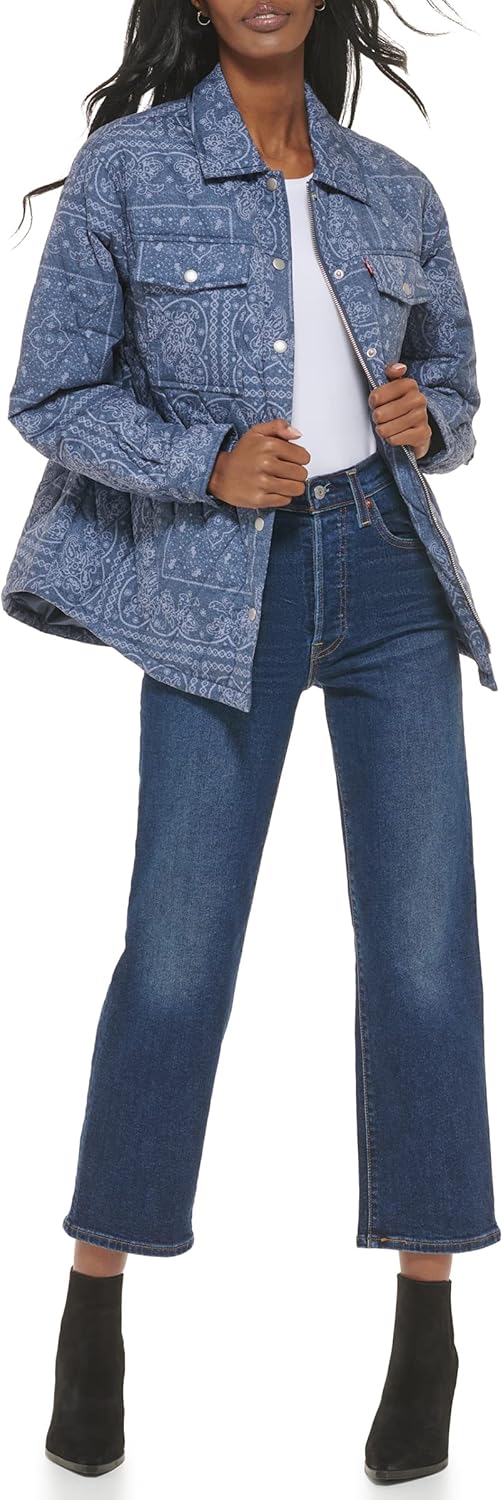 Женская куртка-рубашка Levi's стеганая с узором, синий — фото 4