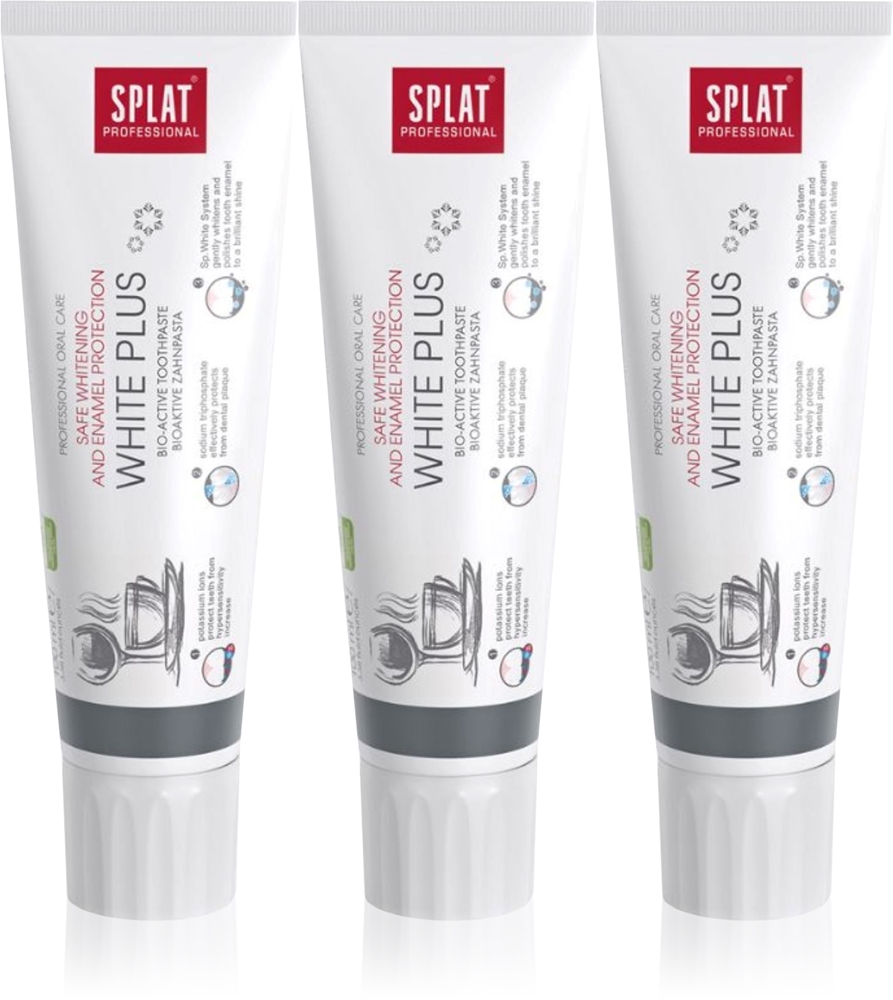 

Профессиональная зубная паста White Plus Bioactive для бережного отбеливания зубов и защиты эмали Splat, 100 мл