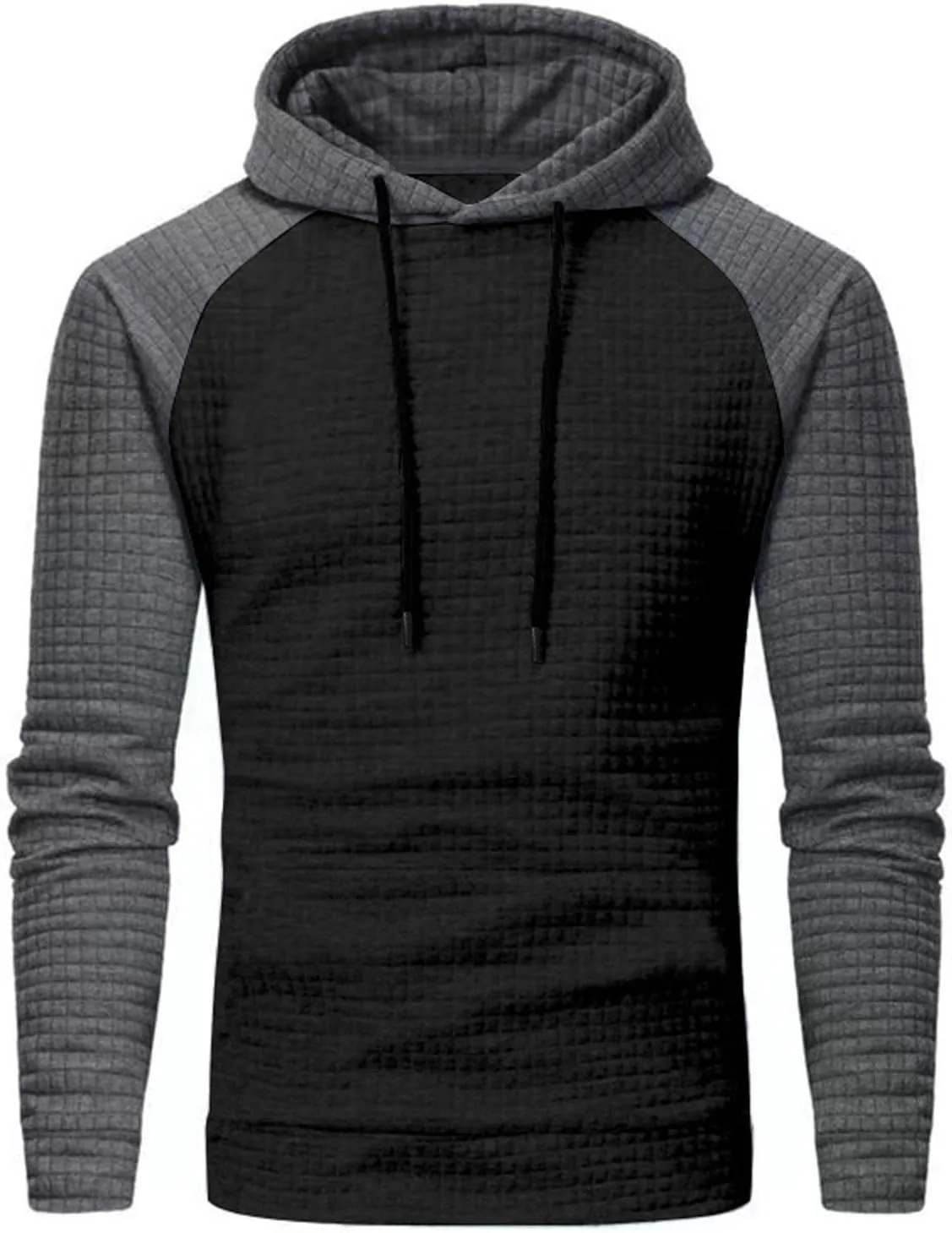

Толстовка с капюшоном мужская Casual Waffle Knit Slim Hoodie легкая Color Block Patchwork FOCLMP