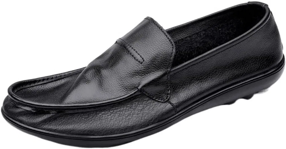 Лоферы мужские, кожаные, дышащие, Smoking Loafer Driving Moccasins, Black ZUZALA