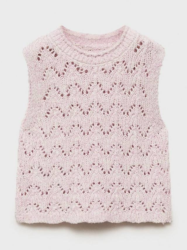 Детская безрукавка Nixie из хлопковой смеси с ажурной вязкой Mango, Light Pastel Pink — фото 3