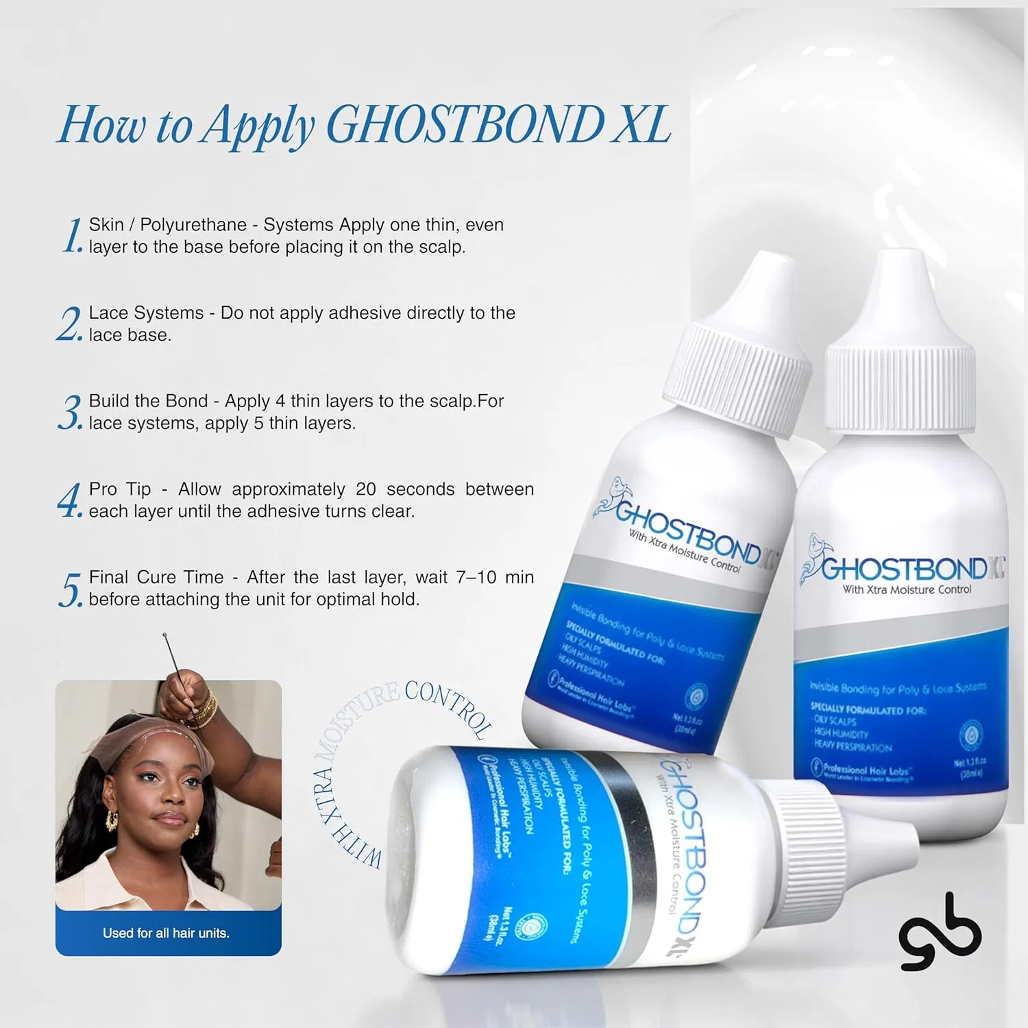 Клей для париков «Ghost Bond Hair Glue Wig Adhesive XL» от Professional Hair Labs Professional Hair Labs, Clear / Transparent — фото 3