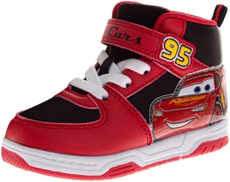 

Детские кроссовки Character Boys с высоким верхом Cars, Monster Jam, Paw Patrol, Spider-Man, Sonic, повседневные спортивные с застежкой для малышей, размер 6-10, 11-12 для маленьких детей Josmo, красный