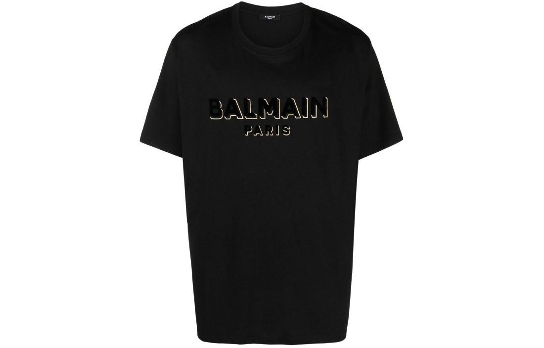 

Футболка с принтом логотипа BALMAIN, черная