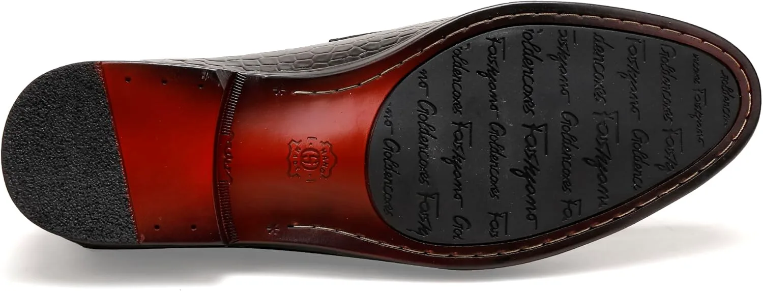 

Классические кожаные туфли для мужчин, премиальные лоферы-слипоны с тиснением под аллигатора для делового стиля GOLDEN COXES FAMILY, черный