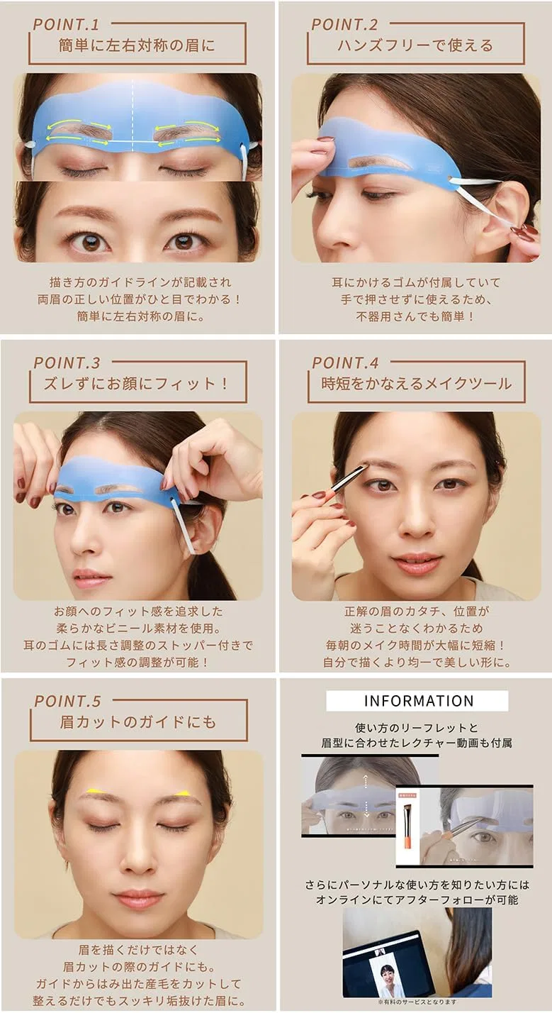 Набор для бровей Eyebrow Template с кистью и пудрой ecaNAZORU, коричневый — фото 3
