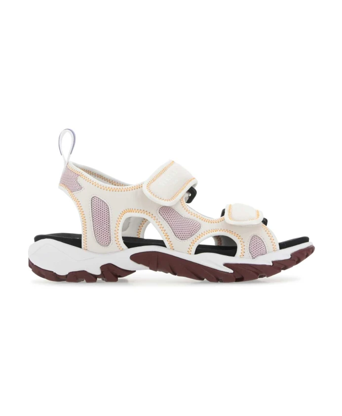 

Стильные сандалии на плоской подошве с разноцветной тканью. Alexander Mcqueen, бежевый