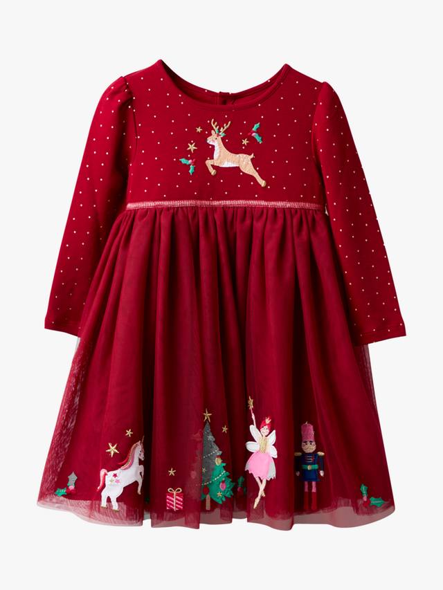 

Детское новогоднее платье с аппликацией друзей из тюля для праздника JoJo Maman Bébé, Red